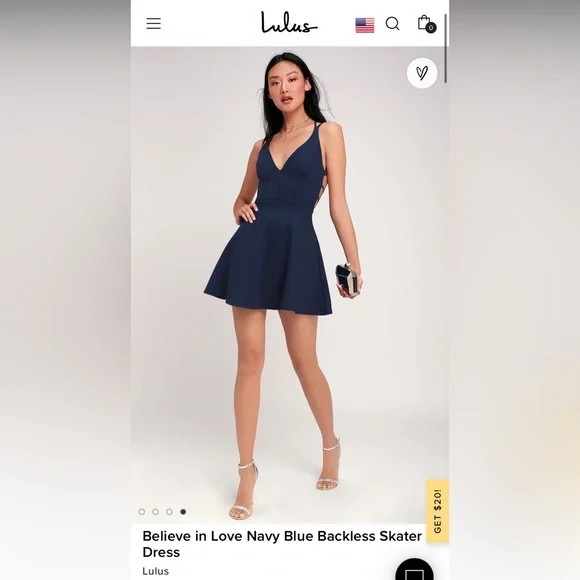 Lulus | Dresses | Lulus Believe In Love Navy Blue Backless Skater Dress